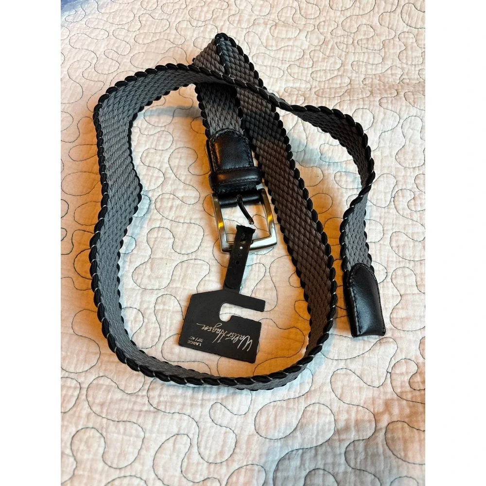 Walter Hagen Mens Braided Golf Belt Grey Black Elastic Stretch Size Large 38-40